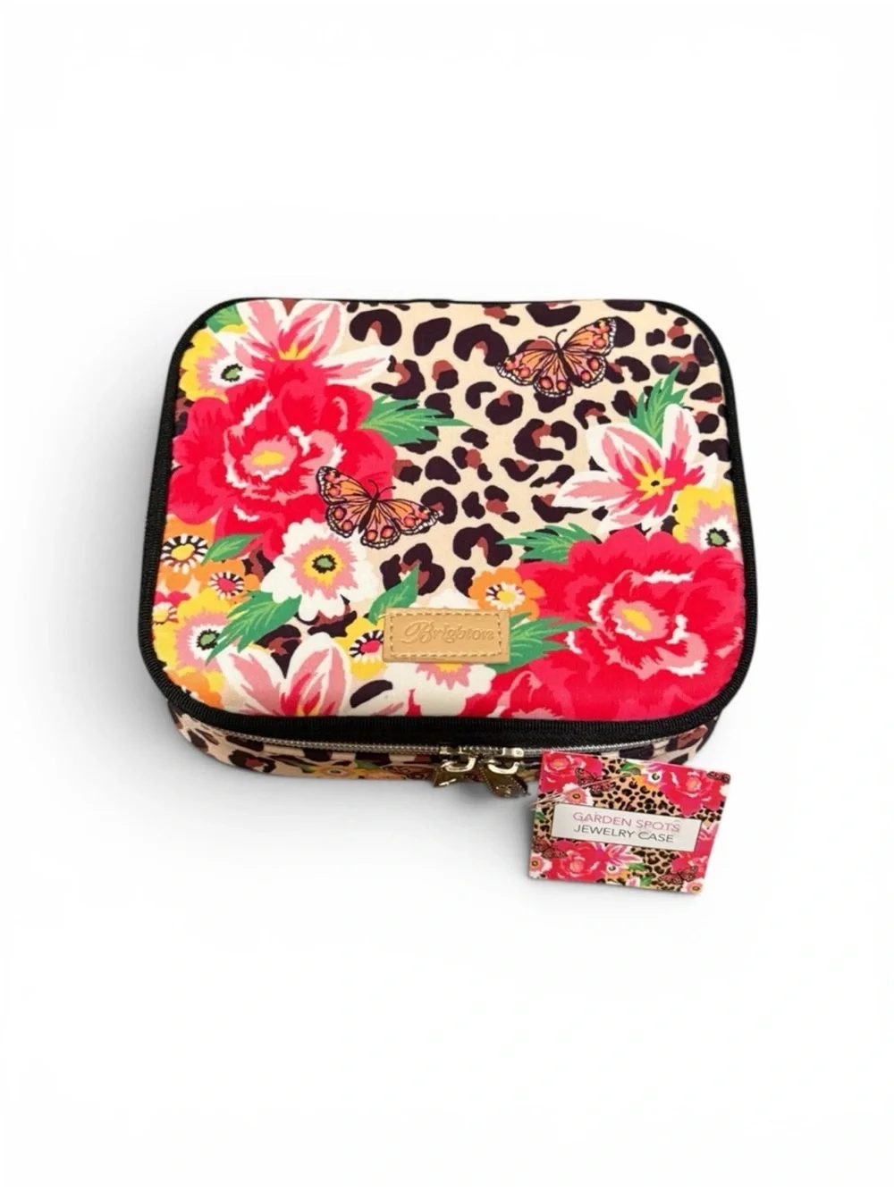 Brighton Garden Spots Floral & Leopard Jewelry Case/NWT